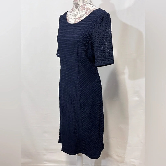 MAEVE for ANTHROPOLOGIE Navy blue texture short sleeve sheath dress size L.‎ - Picture 4 of 10